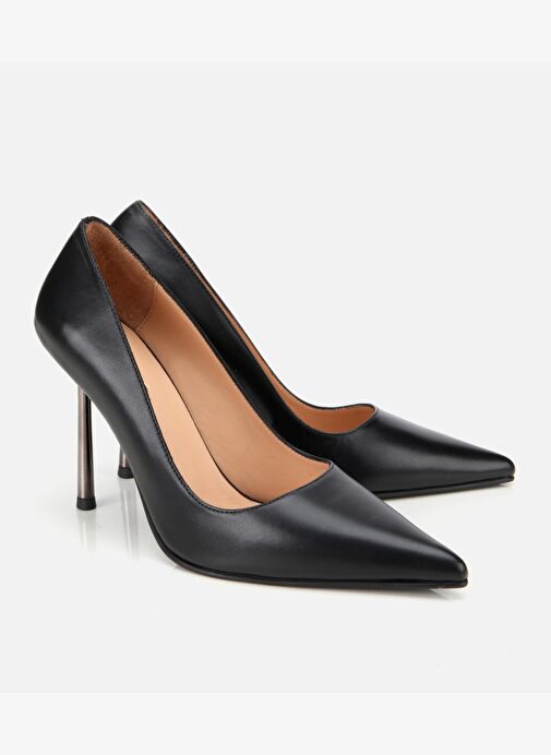 Kadın Deri Siyah Metal Detaylı Yüksek Topuklu Stiletto 01AYH315230A100 - Görsel 3