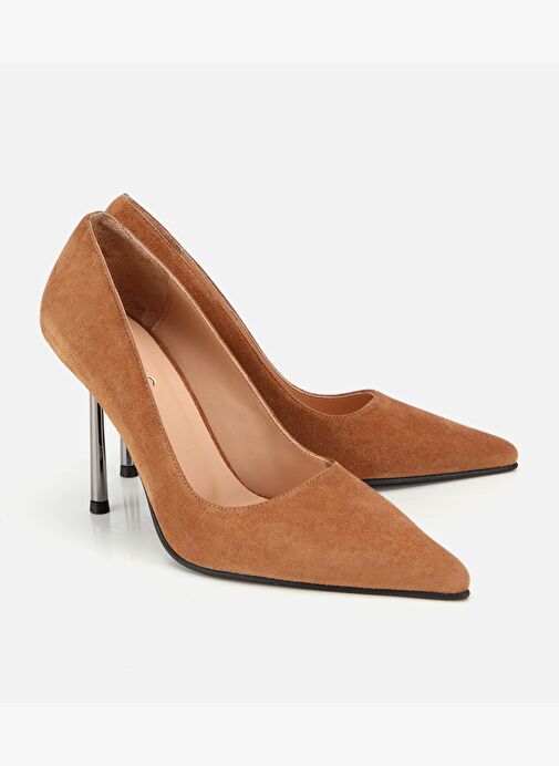 Kadın Süet Deri Taba Metal Detaylı Stiletto 01AYH315240A370 - Görsel 3