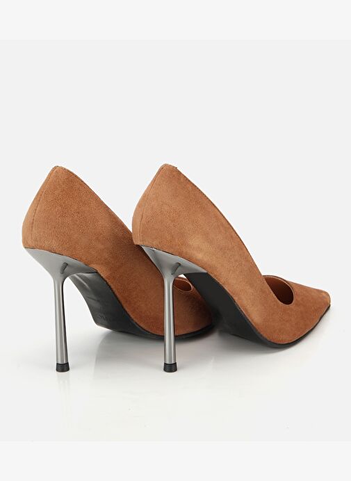 Kadın Süet Deri Taba Metal Detaylı Stiletto 01AYH315240A370 - Görsel 5