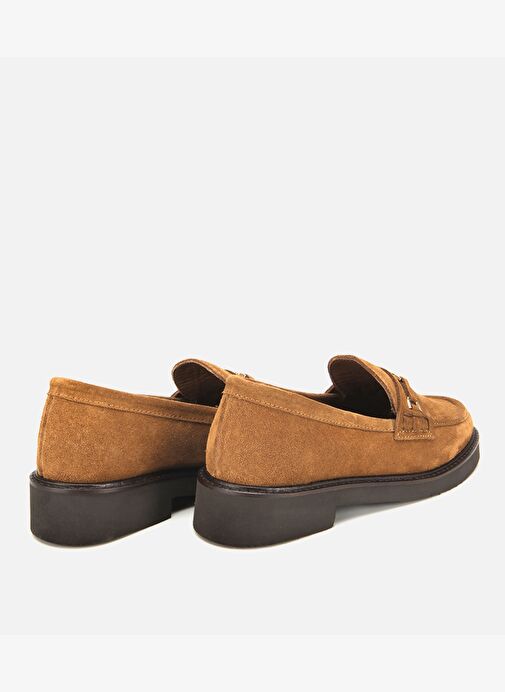 Kadın Süet Deri Taba Tokalı Hafif Tabanlı Klasik Loafer 01AYH315390A440 - Görsel 5