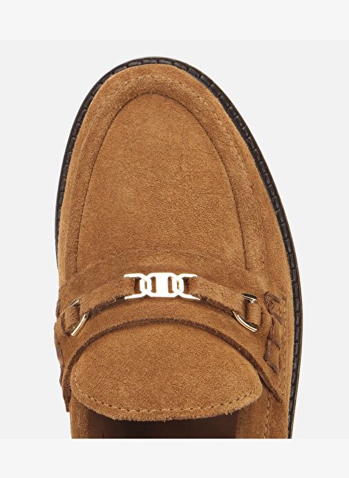 Kadın Süet Deri Taba Tokalı Hafif Tabanlı Klasik Loafer 01AYH315390A440 - Görsel 6