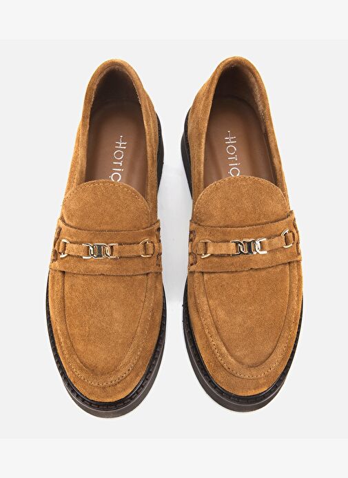 Kadın Süet Deri Taba Tokalı Hafif Tabanlı Klasik Loafer 01AYH315390A440 - Görsel 7