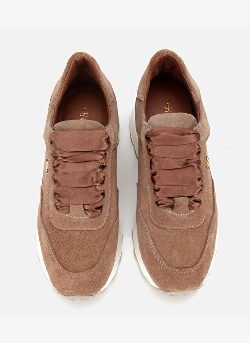 Kadın Süet Deri Bej Bağcık Detaylı Yüksek Tabanlı Spor Ayakkabı 01AYH315410A340 - Görsel 7