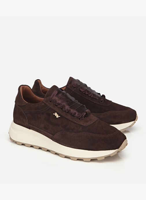 Kadın Süet Deri Kahverengi Bağcık Detaylı Yüksek Tabanlı Spor Ayakkabı 01AYH315410A480 - Görsel 3