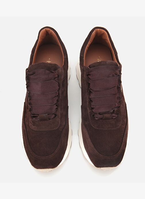 Kadın Süet Deri Kahverengi Bağcık Detaylı Yüksek Tabanlı Spor Ayakkabı 01AYH315410A480 - Görsel 7