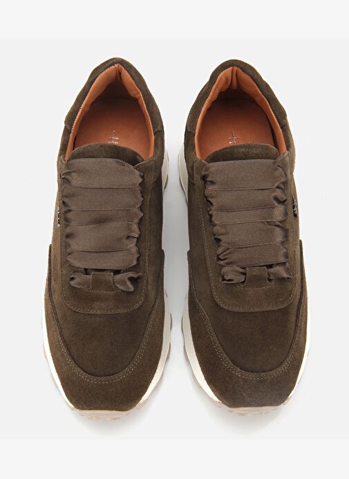 Kadın Süet Deri Haki Bağcık Detaylı Yüksek Tabanlı Spor Ayakkabı 01AYH315410A880 - Görsel 7