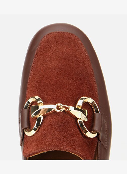 Kadın Süet Deri Acı Kahverengi Tokalı Klasik Loafer 01AYH315420A414 - Görsel 6