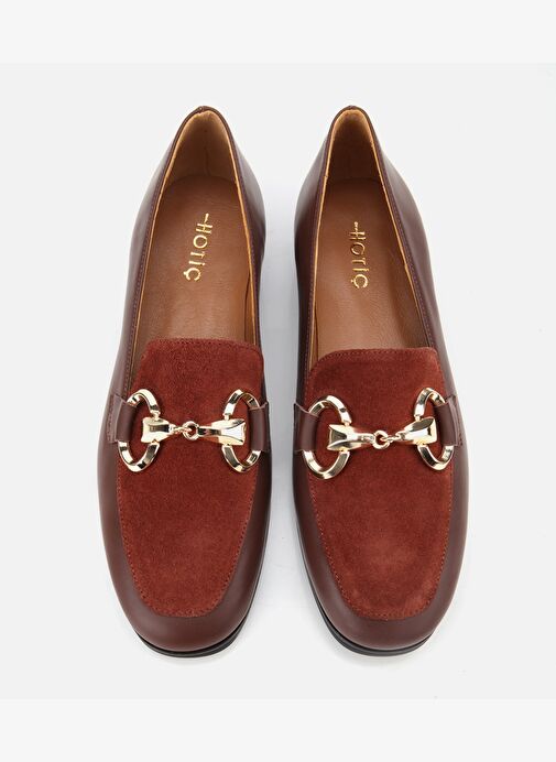Kadın Süet Deri Acı Kahverengi Tokalı Klasik Loafer 01AYH315420A414 - Görsel 7