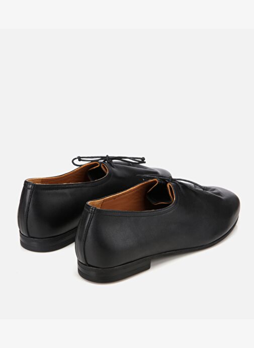 Kadın Deri Siyah Yumuşak Bağcıklı Babet 01AYH315430A100 - Görsel 4