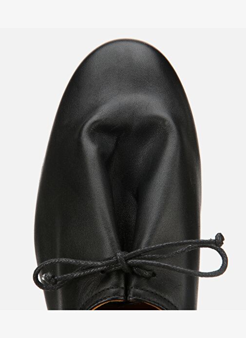 Kadın Deri Siyah Yumuşak Bağcıklı Babet 01AYH315430A100 - Görsel 6