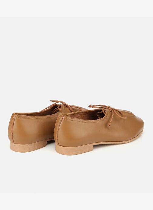 Kadın Deri Açık Kahverengi Yumuşak Bağcıklı Babet 01AYH315430A340 - Görsel 5