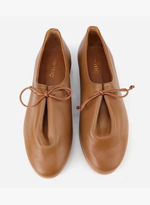 Kadın Deri Açık Kahverengi Yumuşak Bağcıklı Babet 01AYH315430A340 - Görsel 7