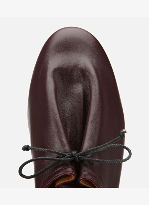 Kadın Deri Bordo Yumuşak Bağcıklı Babet 01AYH315430A780 - Görsel 6