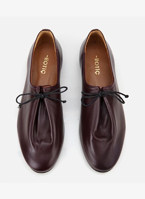 Kadın Deri Bordo Yumuşak Bağcıklı Babet 01AYH315430A780 - Görsel 7
