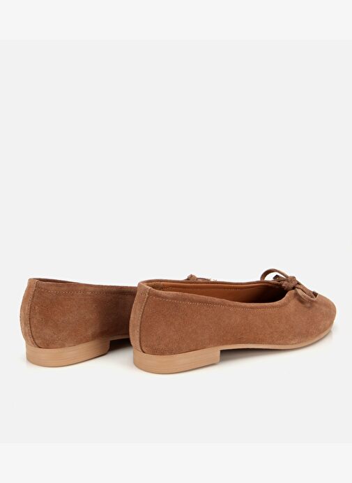 Kadın Süet Deri Taba Fiyonk Detaylı Babet 01AYH315440A340 - Görsel 5