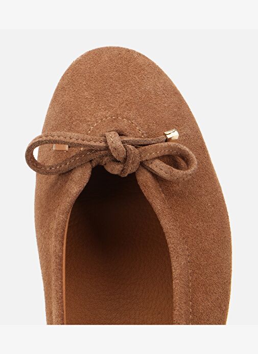 Kadın Süet Deri Taba Fiyonk Detaylı Babet 01AYH315440A340 - Görsel 6