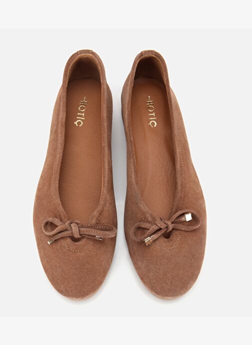 Kadın Süet Deri Taba Fiyonk Detaylı Babet 01AYH315440A340 - Görsel 7