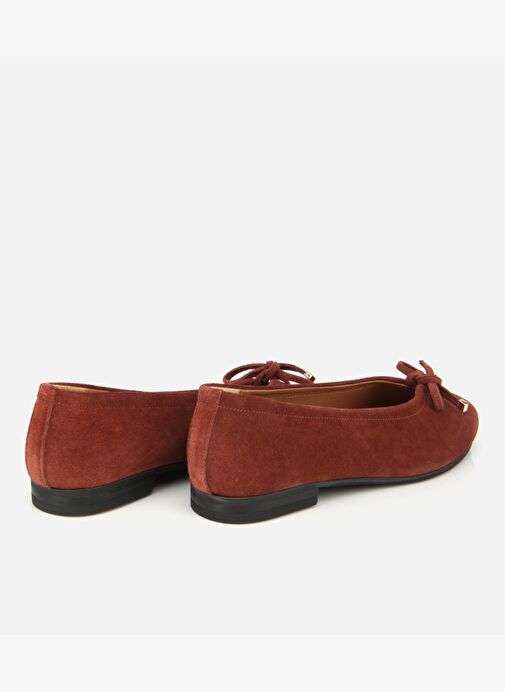 Kadın Süet Deri Kahverengi/Kiremit Fiyonk Detaylı Babet 01AYH315440A440 - Görsel 5