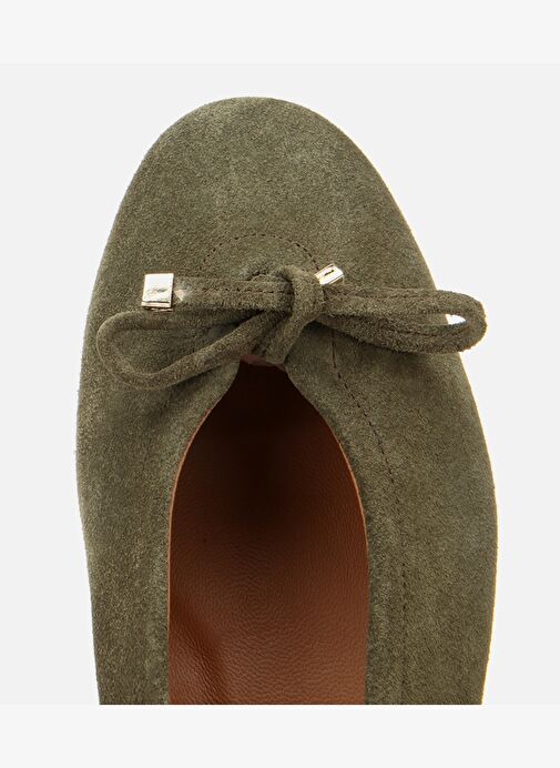 Kadın Süet Deri Haki Fiyonk Detaylı Babet 01AYH315440A880 - Görsel 6