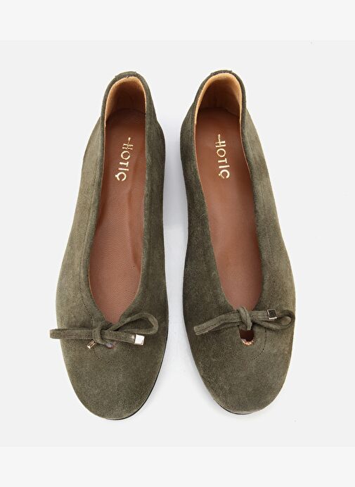 Kadın Süet Deri Haki Fiyonk Detaylı Babet 01AYH315440A880 - Görsel 7