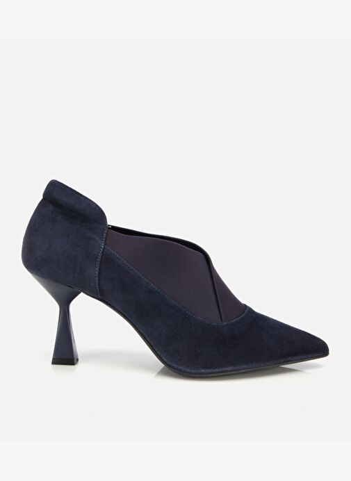 Kadın Süet Deri Lacivert Streç Detaylı İnce Topuklu Stiletto 01AYH315480A680 - Görsel 2