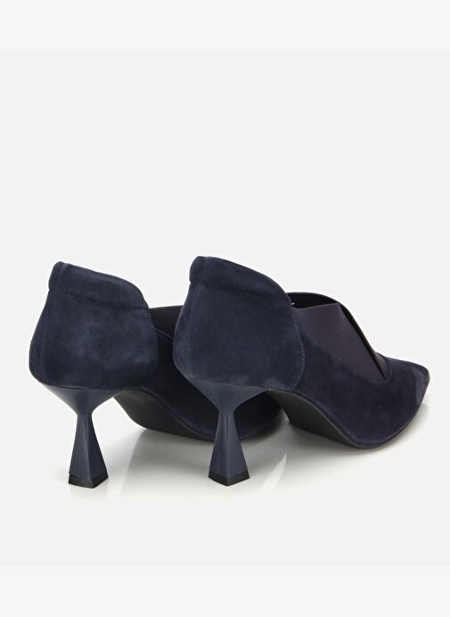 Kadın Süet Deri Lacivert Streç Detaylı İnce Topuklu Stiletto 01AYH315480A680 - Görsel 5