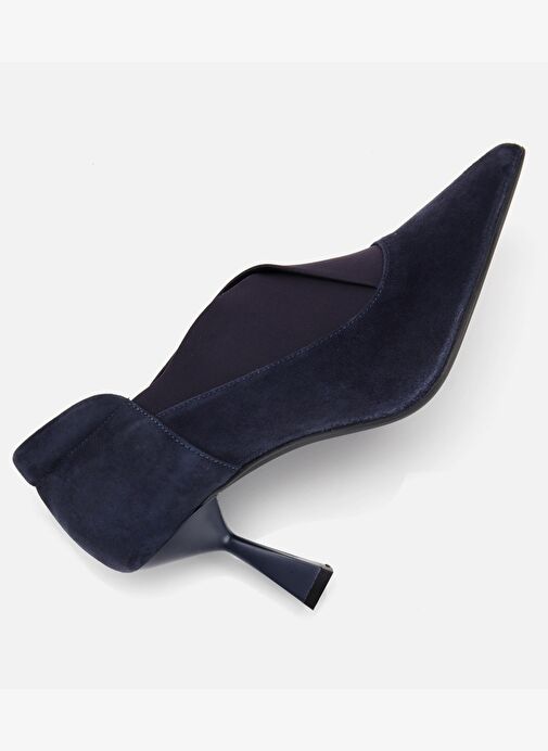 Kadın Süet Deri Lacivert Streç Detaylı İnce Topuklu Stiletto 01AYH315480A680 - Görsel 7