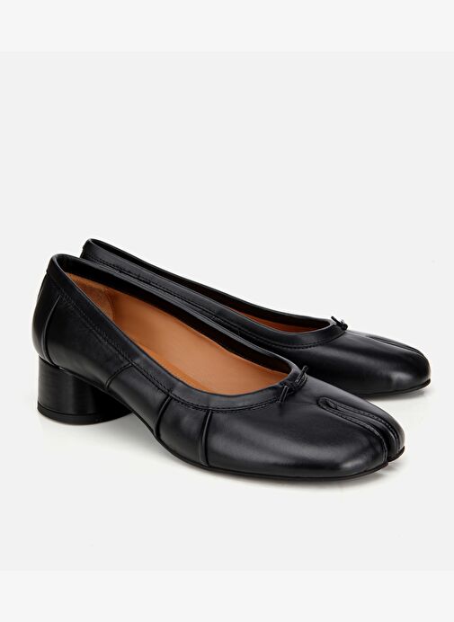 Kadın Deri Siyah Blok Detaylı Kalın Topuklu Ayakkabı 01AYH315490A100 - Görsel 3