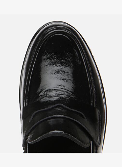 Kadın Rugan Deri Siyah Dolgu topuklu Günlük Loafer 01AYH315570A100 - Görsel 6