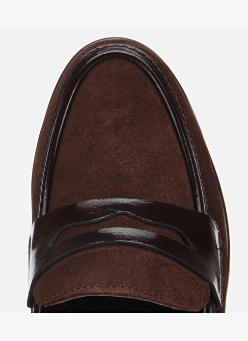 Kadın Süet Deri Kahverengi Rahat Dolgu Topuklu Günlük Loafer 01AYH315580A480 - Görsel 6