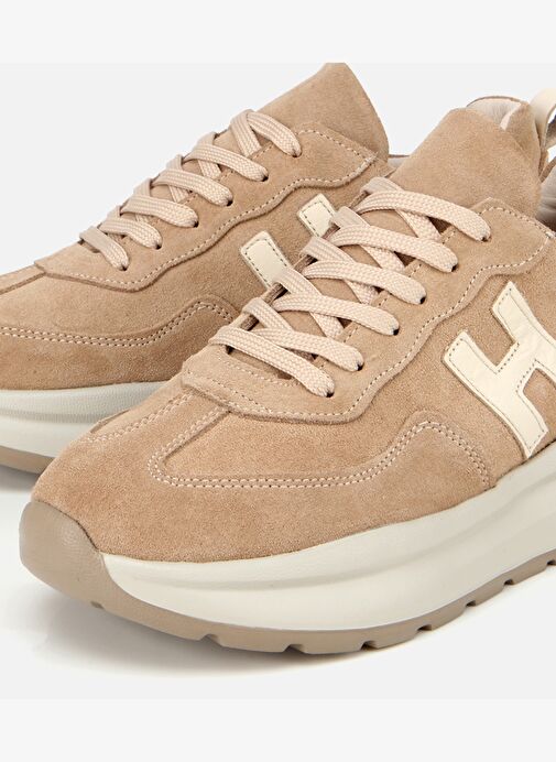 Kadın Süet Deri Bej Kalın Tabanlı Comfort Spor Ayakkabı 01AYH315710A310 - Görsel 4