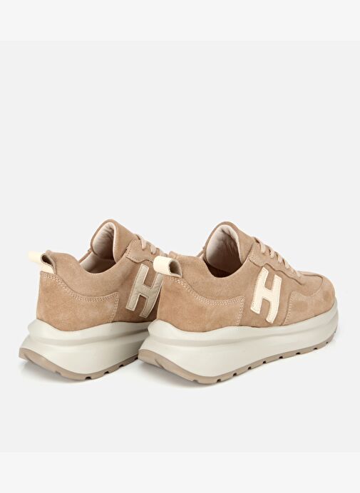 Kadın Süet Deri Bej Kalın Tabanlı Comfort Spor Ayakkabı 01AYH315710A310 - Görsel 5