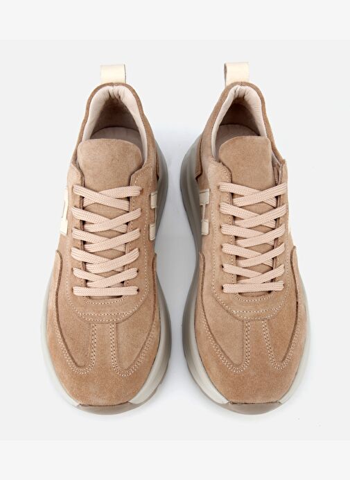 Kadın Süet Deri Bej Kalın Tabanlı Comfort Spor Ayakkabı 01AYH315710A310 - Görsel 7