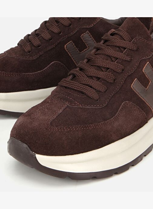 Kadın Süet Deri Kahverengi Kalın Tabanlı Comfort Spor Ayakkabı 01AYH315710A480 - Görsel 4