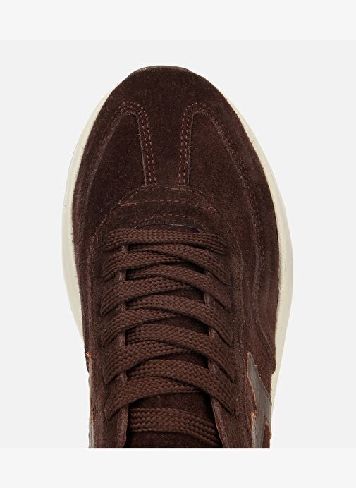 Kadın Süet Deri Kahverengi Kalın Tabanlı Comfort Spor Ayakkabı 01AYH315710A480 - Görsel 6