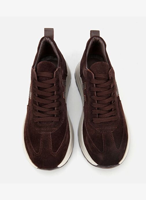 Kadın Süet Deri Kahverengi Kalın Tabanlı Comfort Spor Ayakkabı 01AYH315710A480 - Görsel 7