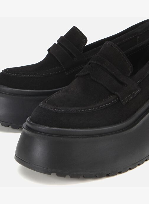 Kadın Süet Deri Siyah Dolgu Topuklu Günlük Loafer 01AYH315720A100 - Görsel 4