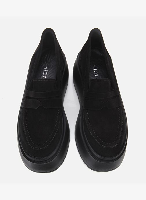 Kadın Süet Deri Siyah Dolgu Topuklu Günlük Loafer 01AYH315720A100 - Görsel 7