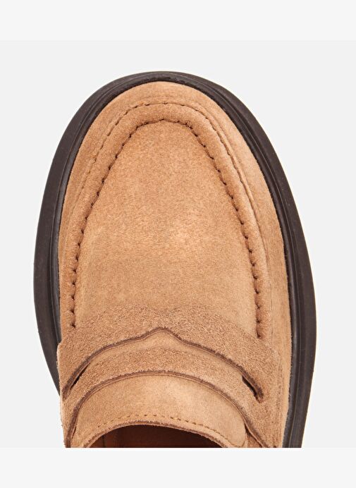 Kadın Süet Deri Taba Dolgu Topuklu Günlük Loafer 01AYH315720A340 - Görsel 6