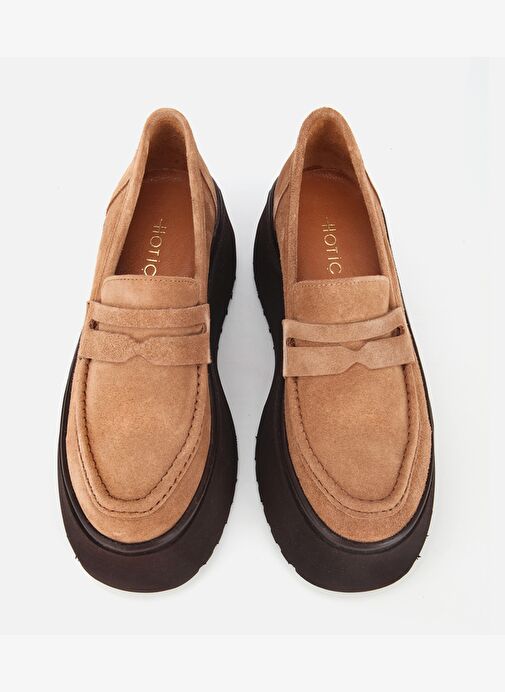 Kadın Süet Deri Taba Dolgu Topuklu Günlük Loafer 01AYH315720A340 - Görsel 7