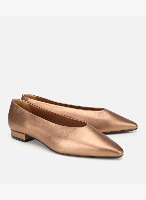 Kadın Deri Bronz Sivri Burunlu Babet 01AYH316500A470 - Görsel 3