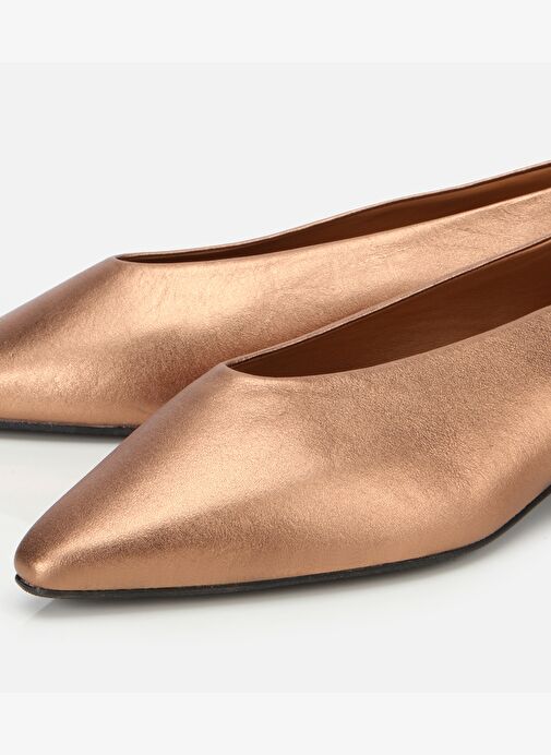 Kadın Deri Bronz Sivri Burunlu Babet 01AYH316500A470 - Görsel 4