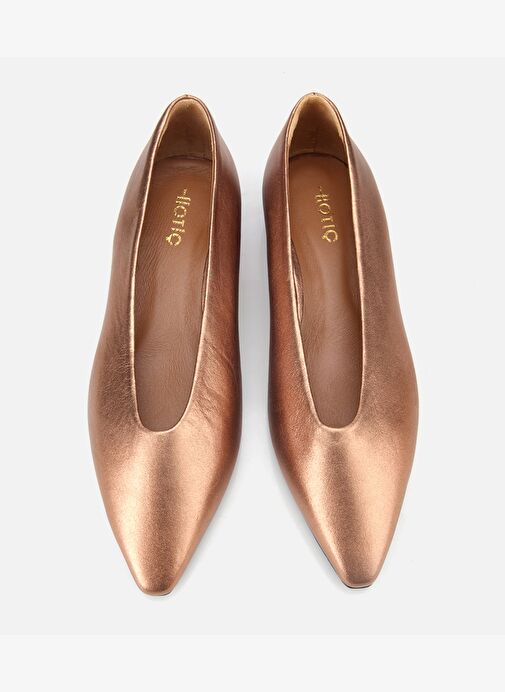 Kadın Deri Bronz Sivri Burunlu Babet 01AYH316500A470 - Görsel 7