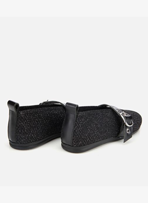 Kadın Siyah Örgü Detaylı Mary Jane Kemerli Babet 01AYH316560A100 - Görsel 7