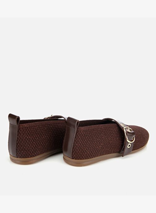 Kadın Kahverengi Örgü Detaylı Mary Jane Kemerli Babet 01AYH316560A480 - Görsel 5