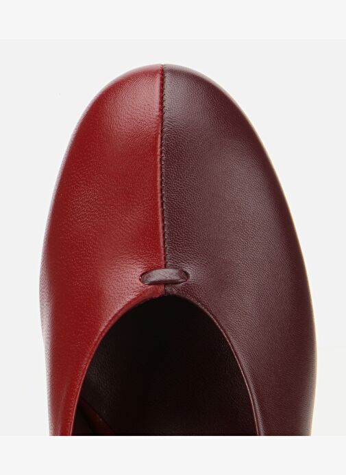 Kadın Deri Bordo Vişne İki Renkli İnce Topuklu Stiletto 01AYH316590A787 - Görsel 6