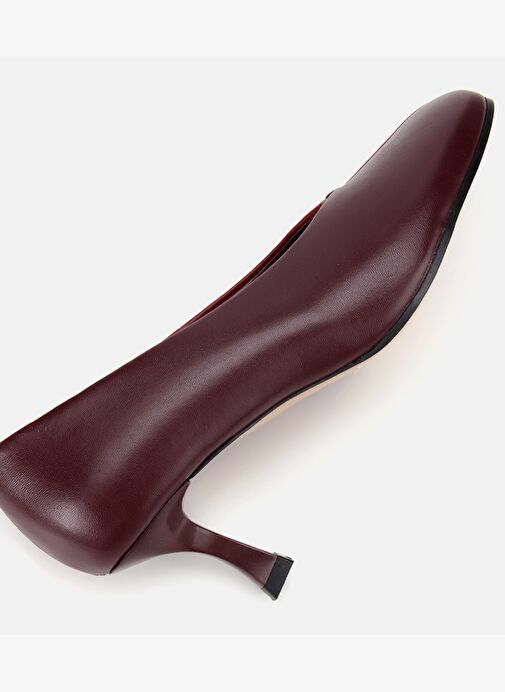 Kadın Deri Bordo Vişne İki Renkli İnce Topuklu Stiletto 01AYH316590A787 - Görsel 7