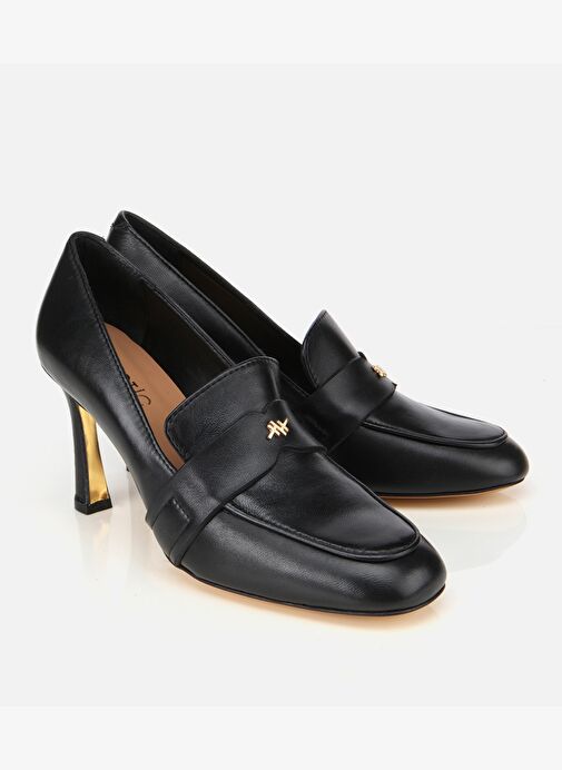 Kadın Deri Siyah Yumuşak Dokulu Gold Detaylı Topuklu Stiletto 01AYH316610A100 - Görsel 3