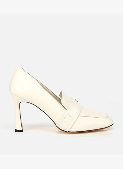 Kadın Deri Ekru Yumuşak Dokulu Gold Detaylı Topuklu Stiletto 01AYH316610A400 - Görsel 2