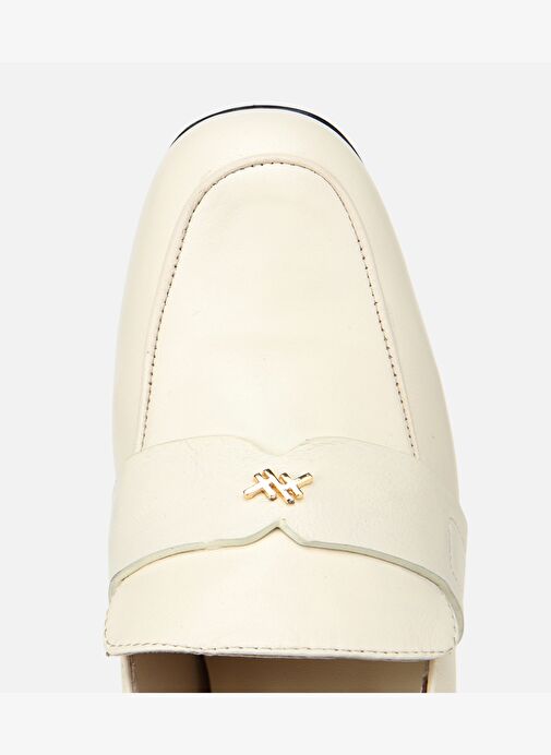 Kadın Deri Ekru Yumuşak Dokulu Gold Detaylı Topuklu Stiletto 01AYH316610A400 - Görsel 6